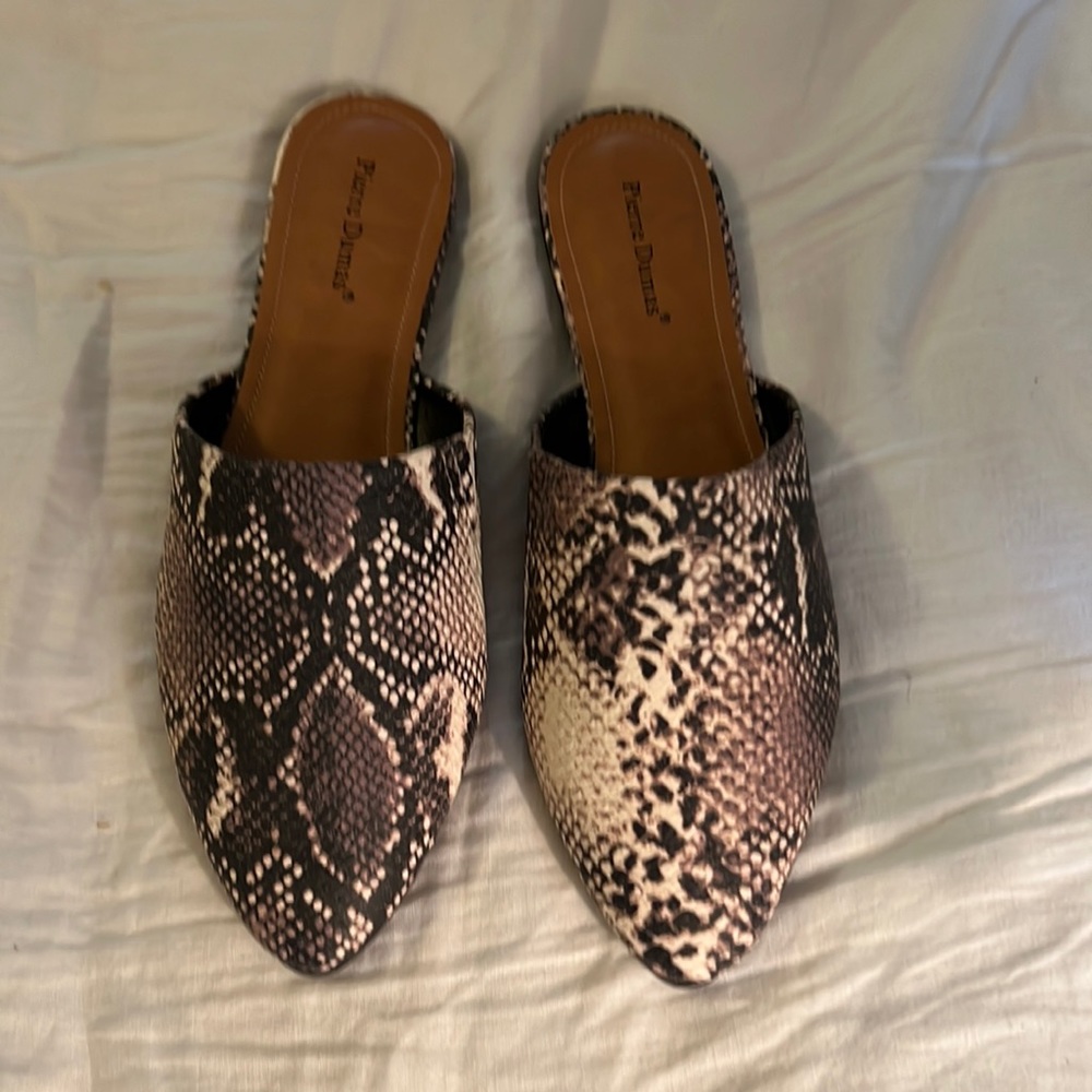 Pierre Dumas Snakeskin slip on mules